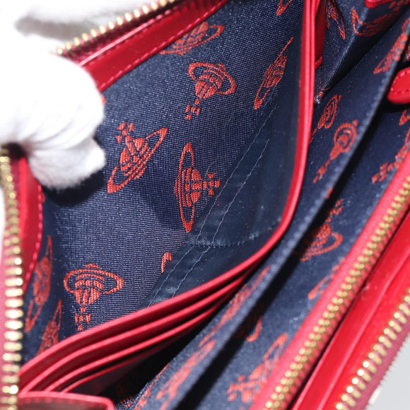 Vivienne Westwood Long Wallet PVC Canvas Red Gold Auth 213887A