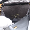 CHANEL Chain Shoulder Pouch Patent Leather Black Gold CC Auth 213890-18