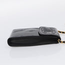 CHANEL Chain Shoulder Pouch Patent Leather Black Gold CC Auth 213890-5