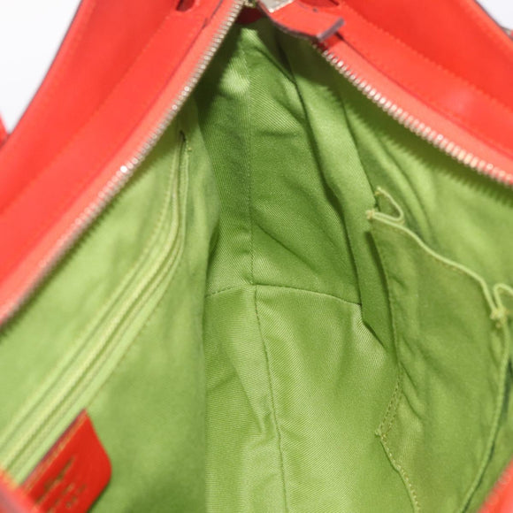 Salvatore Ferragamo Gancini Hand Bag Satin Red Gold Auth 213898V