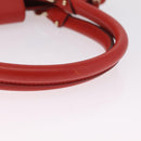 Salvatore Ferragamo Gancini Hand Bag Satin Red Gold Auth 213898V-8