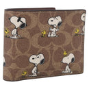 Coach Compact Wallet PEANUTS Collaboration Leather Beige Auth 213905V-1