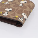 Coach Compact Wallet PEANUTS Collaboration Leather Beige Auth 213905V-10