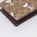 Coach Compact Wallet PEANUTS Collaboration Leather Beige Auth 213905V-11