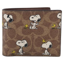 Coach Compact Wallet PEANUTS Collaboration Leather Beige Auth 213905V-2
