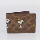 Coach Compact Wallet PEANUTS Collaboration Leather Beige Auth 213905V-22