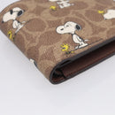 Coach Compact Wallet PEANUTS Collaboration Leather Beige Auth 213905V-9