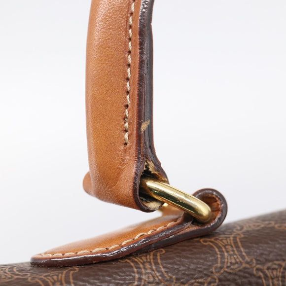 CELINE Macadam Canvas Hand Bag PVC Leather Brown Gold Auth 213915V