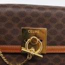 CELINE Macadam Canvas Hand Bag PVC Leather Brown Gold Auth 213915V-15