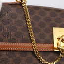 CELINE Macadam Canvas Hand Bag PVC Leather Brown Gold Auth 213915V-16