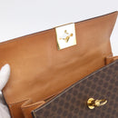CELINE Macadam Canvas Hand Bag PVC Leather Brown Gold Auth 213915V-19