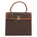 CELINE Macadam Canvas Hand Bag PVC Leather Brown Gold Auth 213915V-2