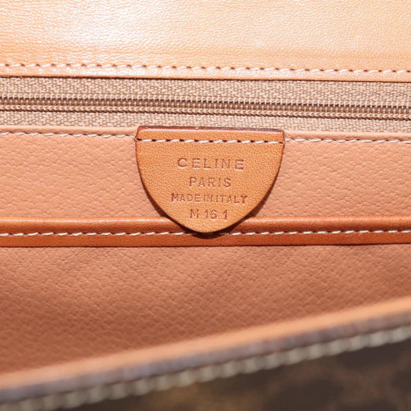CELINE Macadam Canvas Hand Bag PVC Leather Brown Gold Auth 213915V