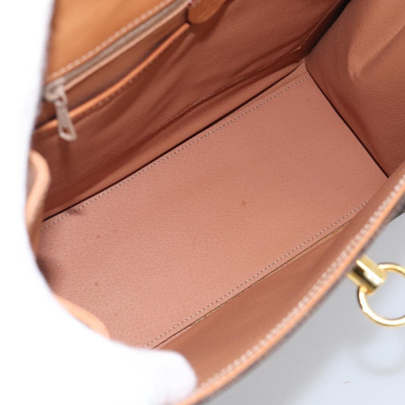 CELINE Macadam Canvas Hand Bag PVC Leather Brown Gold Auth 213915V