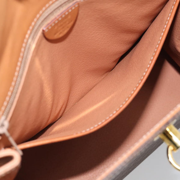 CELINE Macadam Canvas Hand Bag PVC Leather Brown Gold Auth 213915V