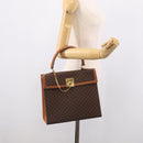 CELINE Macadam Canvas Hand Bag PVC Leather Brown Gold Auth 213915V-27