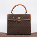 CELINE Macadam Canvas Hand Bag PVC Leather Brown Gold Auth 213915V-28
