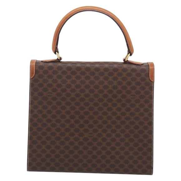 CELINE Macadam Canvas Hand Bag PVC Leather Brown Gold Auth 213915V