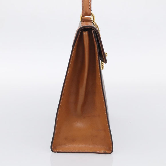 CELINE Macadam Canvas Hand Bag PVC Leather Brown Gold Auth 213915V