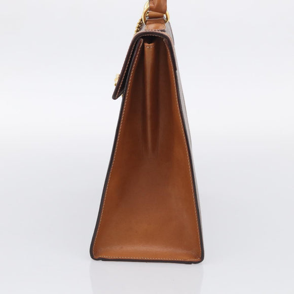 CELINE Macadam Canvas Hand Bag PVC Leather Brown Gold Auth 213915V