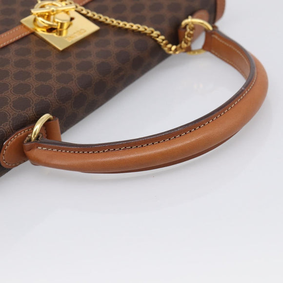 CELINE Macadam Canvas Hand Bag PVC Leather Brown Gold Auth 213915V
