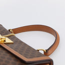 CELINE Macadam Canvas Hand Bag PVC Leather Brown Gold Auth 213915V-8