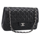 CHANEL Big Matelasse30 Chain Bag Lamb Skin Black Silver CC Auth 213916SAM-1