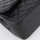 CHANEL Big Matelasse30 Chain Bag Lamb Skin Black Silver CC Auth 213916SAM-11