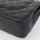 CHANEL Big Matelasse30 Chain Bag Lamb Skin Black Silver CC Auth 213916SAM-12