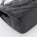 CHANEL Big Matelasse30 Chain Bag Lamb Skin Black Silver CC Auth 213916SAM-13