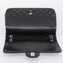 CHANEL Big Matelasse30 Chain Bag Lamb Skin Black Silver CC Auth 213916SAM-17