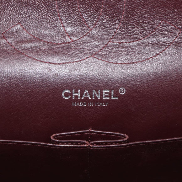 CHANEL Big Matelasse30 Chain Bag Lamb Skin Black Silver CC Auth 213916SAM