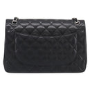CHANEL Big Matelasse30 Chain Bag Lamb Skin Black Silver CC Auth 213916SAM-3