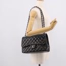 CHANEL Big Matelasse30 Chain Bag Lamb Skin Black Silver CC Auth 213916SAM-32