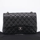 CHANEL Big Matelasse30 Chain Bag Lamb Skin Black Silver CC Auth 213916SAM-33