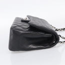 CHANEL Big Matelasse30 Chain Bag Lamb Skin Black Silver CC Auth 213916SAM-5