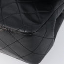CHANEL Double Flap Chain Matelasse23 Bag Lamb Skin Black Gold CC Auth 213923SAM-10