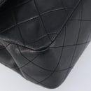 CHANEL Double Flap Chain Matelasse23 Bag Lamb Skin Black Gold CC Auth 213923SAM-11