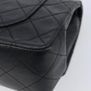 CHANEL Double Flap Chain Matelasse23 Bag Lamb Skin Black Gold CC Auth 213923SAM-12