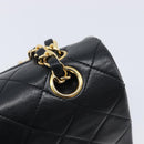 CHANEL Double Flap Chain Matelasse23 Bag Lamb Skin Black Gold CC Auth 213923SAM-14