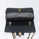 CHANEL Double Flap Chain Matelasse23 Bag Lamb Skin Black Gold CC Auth 213923SAM-16