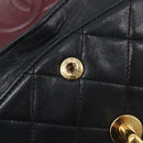 CHANEL Double Flap Chain Matelasse23 Bag Lamb Skin Black Gold CC Auth 213923SAM-22