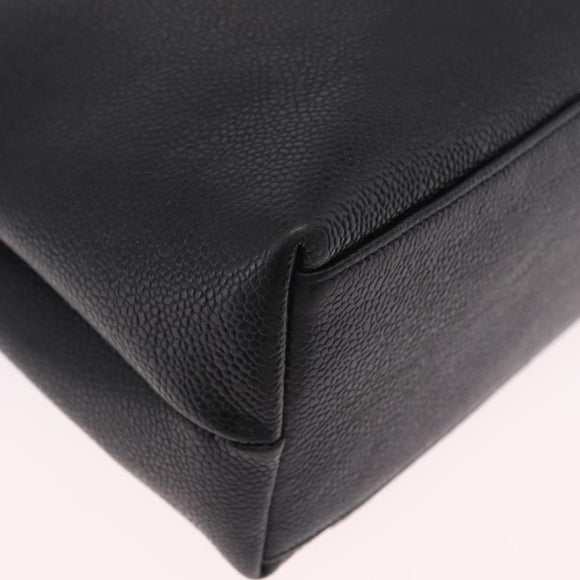 CHANEL Chain Shoulder Tote Bag Caviar Skin Black Gold CC Auth 213926V