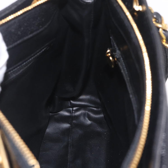 CHANEL Chain Shoulder Tote Bag Caviar Skin Black Gold CC Auth 213926V