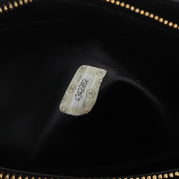 CHANEL Chain Shoulder Tote Bag Caviar Skin Black Gold CC Auth 213926V