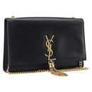 Saint Laurent Chain Kate Shoulder Bag Leather Black Gold Auth 213936M-1