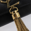 Saint Laurent Chain Kate Shoulder Bag Leather Black Gold Auth 213936M-15