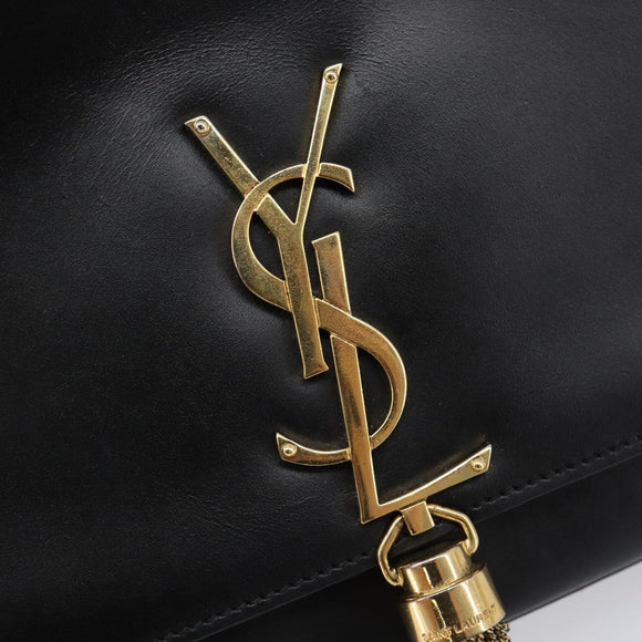 Saint Laurent Chain Kate Shoulder Bag Leather Black Gold Auth 213936M