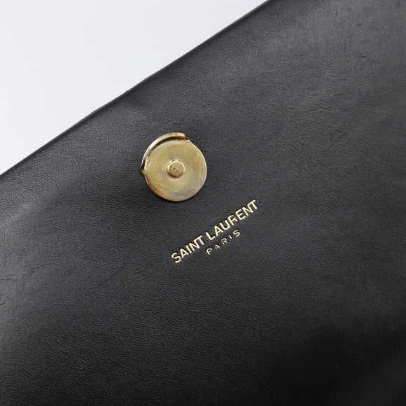 Saint Laurent Chain Kate Shoulder Bag Leather Black Gold Auth 213936M