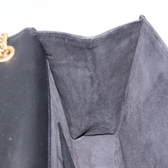 Saint Laurent Chain Kate Shoulder Bag Leather Black Gold Auth 213936M